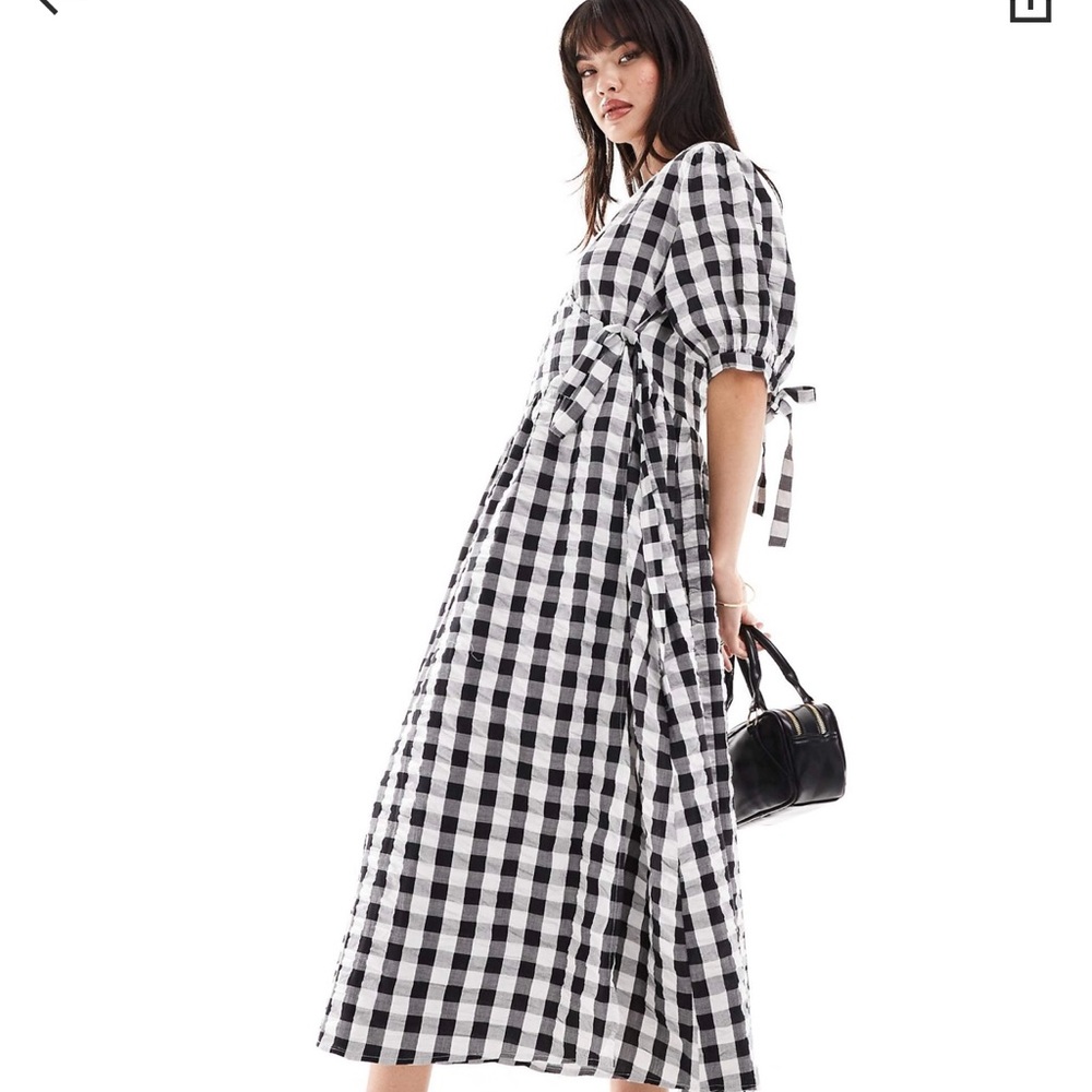 ASOS Black and White Checkered Maxi Dress
